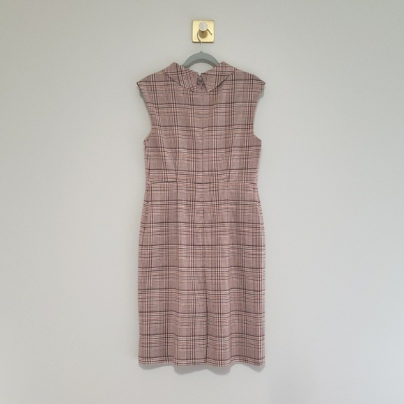 Ann Taylor Factory Midi Sheath Dress 10 Plaid Neutral Career Business Office - Picture 5 of 15